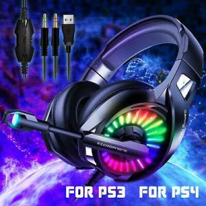 LED Stereo Bass Surround Gaming Headset for PS4 Xbox One XPC Mic