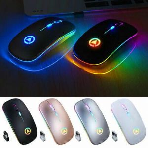 Wireless Optical Mouse Mice USB Rechargeable RGB For PC Laptop Computer